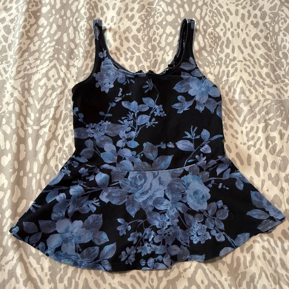 Express Blue Floral Peplum Top | Back Zipper | XS | Used in Excellent Condition